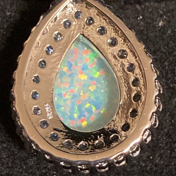 Beautiful fire Opal with light blue and clear stones stamped 925 - Picture 5 of 9